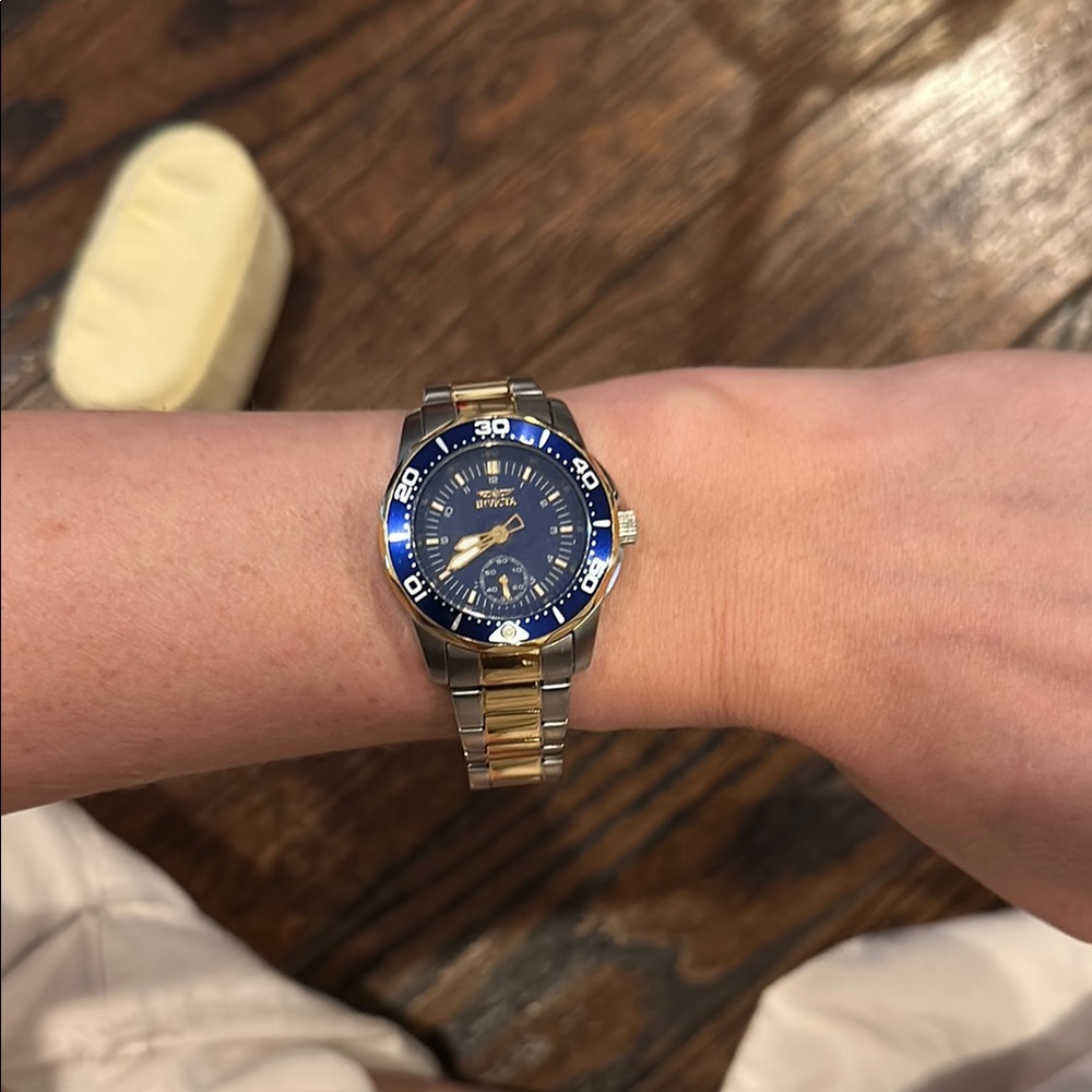 Invicta Blue and Gold Stainless Steel Watch